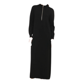 AP 25 AW New Women Ziipper Sweaters Maxi Dress Soft and Comfortable Black Casual Dress Half High Collar Stretch