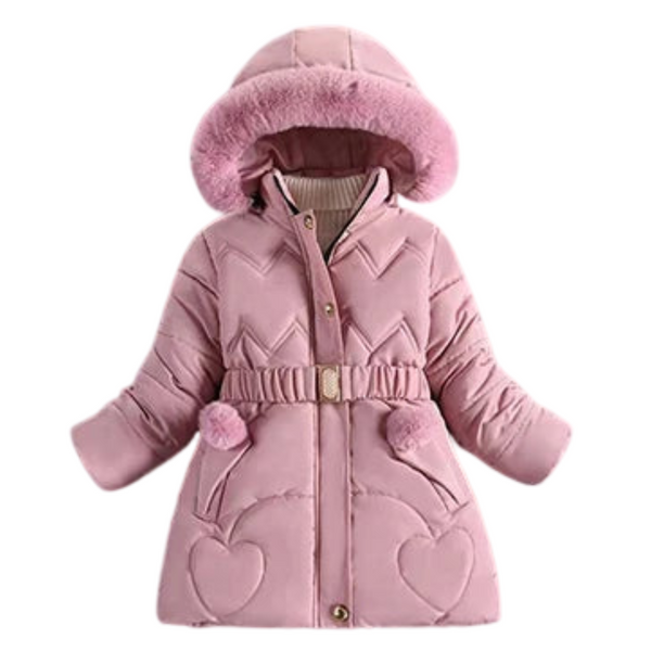 3 4 5 6 8 10 Years Winter Girls Coat Keep Warm Thicken Kids Jacket Hooded Zipper Fur Collar Princess Outerwear Children Clothing