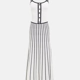 Striped Knit Backless Maxi Dress Women Slim Contrast Strapless Fashion Elegant Party Dress 2024 Knitwear Female Long Dress